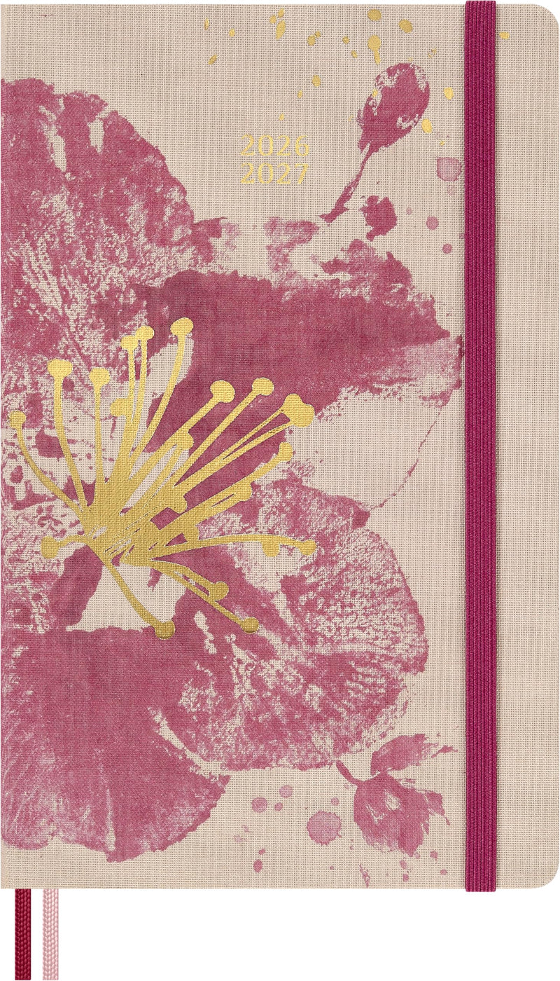 Moleskine 18 Monate Sakura Wochen Notizkalender limitierte Ausgabe 2025/2026, L/A5, 1 Wo = 1 Seite, rechts linierte Seite, fester Einband