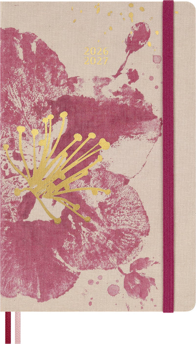 Moleskine 18 Monate Sakura Wochen Notizkalender limitierte Ausgabe 2025/2026, L/A5, 1 Wo = 1 Seite, rechts linierte Seite, fester Einband