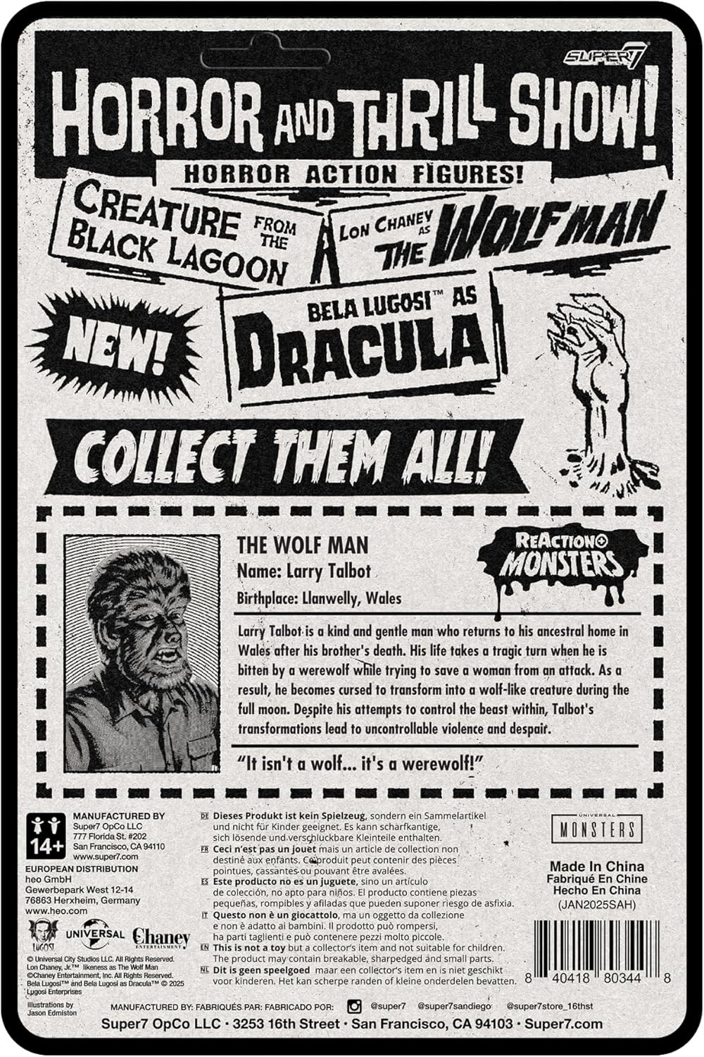 Super7 Universal Monsters Reaction+ Wave 01 - The Wolf Man Action Figure