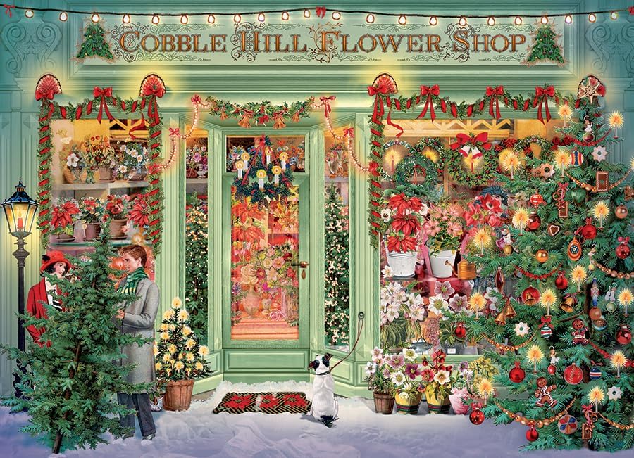 Cobble Hill 1000 Piece Puzzle - Christmas Flower Shop - Sample Poster Included, Deluxe