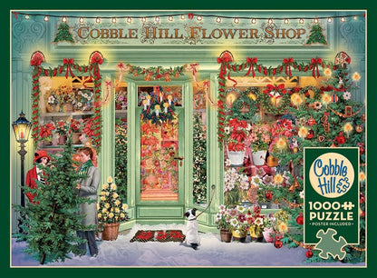 Cobble Hill 1000 Piece Puzzle - Christmas Flower Shop - Sample Poster Included, Deluxe
