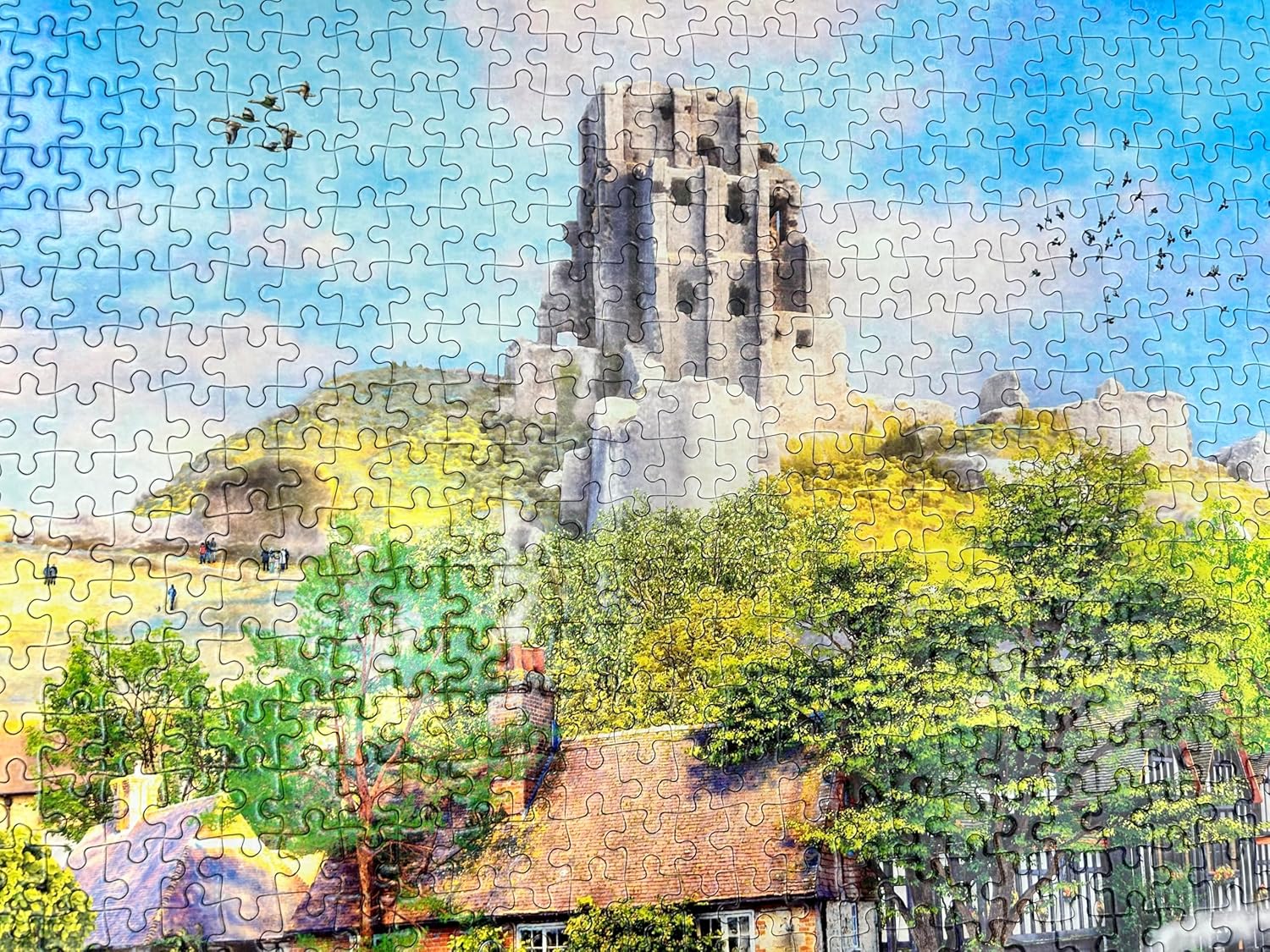 Gibsons Below Corfe Castle 1000 Piece Jigsaw Puzzle for Adults – Steam Train Scene by Dominic Davison – Scenic Dorset Countryside Artwork – Premium Sustainable Puzzle Made in the UK/EU