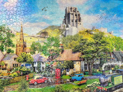 Gibsons Below Corfe Castle 1000 Piece Jigsaw Puzzle for Adults – Steam Train Scene by Dominic Davison – Scenic Dorset Countryside Artwork – Premium Sustainable Puzzle Made in the UK/EU