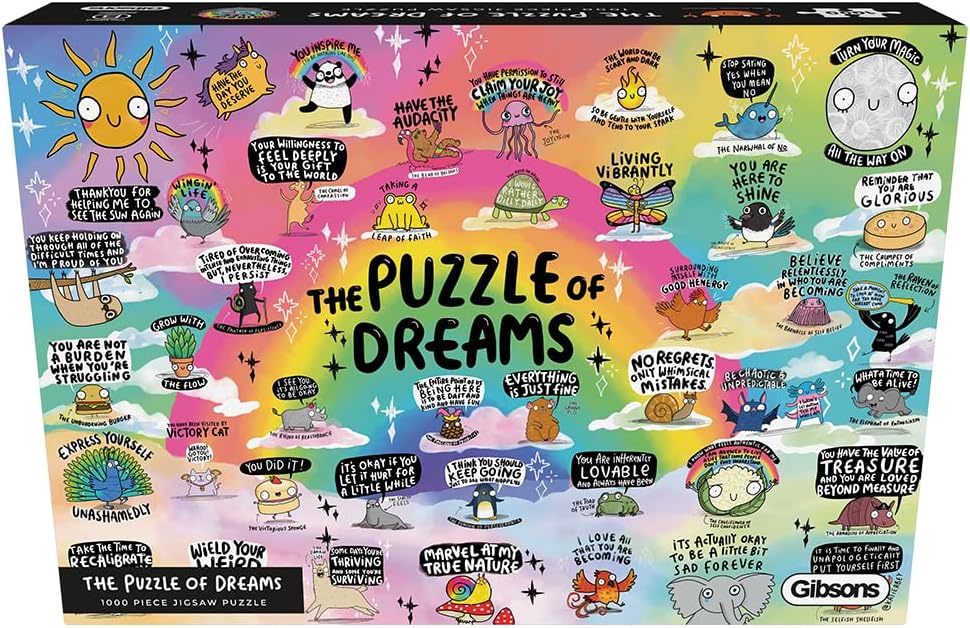 Gibsons The Puzzle of Dreams 1000 Piece Jigsaw Puzzle for Adults – Colourful Mental Health Artwork by Katie Abey – Uplifting Positive Design – Premium Sustainable Puzzle Made in the UK/EU