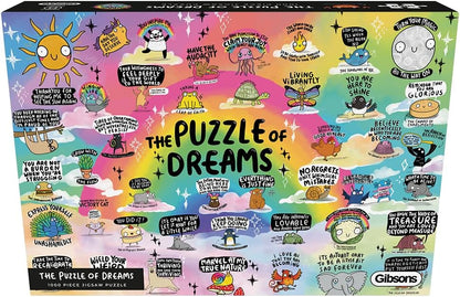 Gibsons The Puzzle of Dreams 1000 Piece Jigsaw Puzzle for Adults – Colourful Mental Health Artwork by Katie Abey – Uplifting Positive Design – Premium Sustainable Puzzle Made in the UK/EU