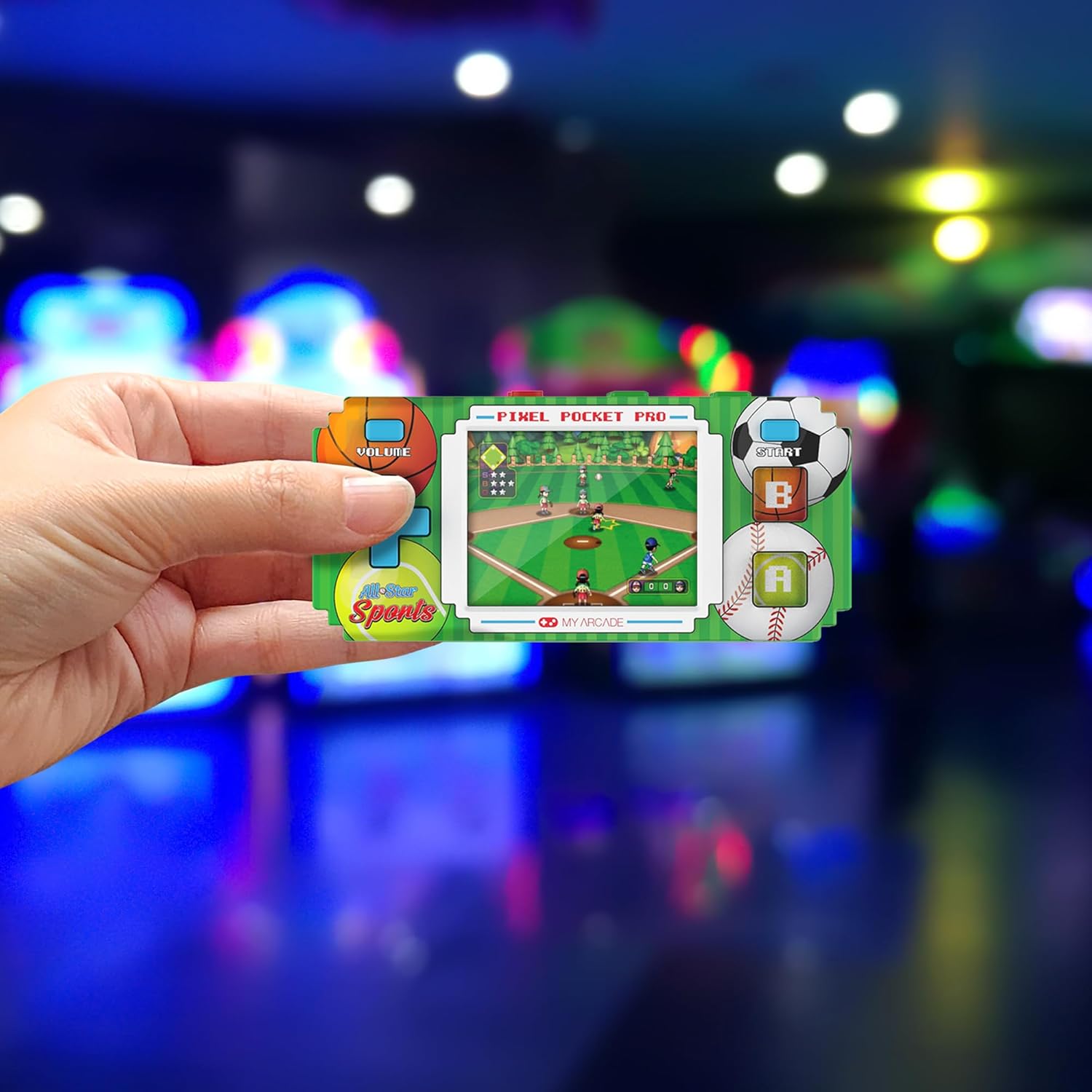 My Arcade All-Star Sports Pixel Pocket Pro: sportvideogames, draagbare sleutelhanger arcade, honkbal, voetbal, basketbal