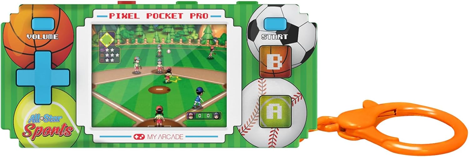 My Arcade All-Star Sports Pixel Pocket Pro: sportvideogames, draagbare sleutelhanger arcade, honkbal, voetbal, basketbal
