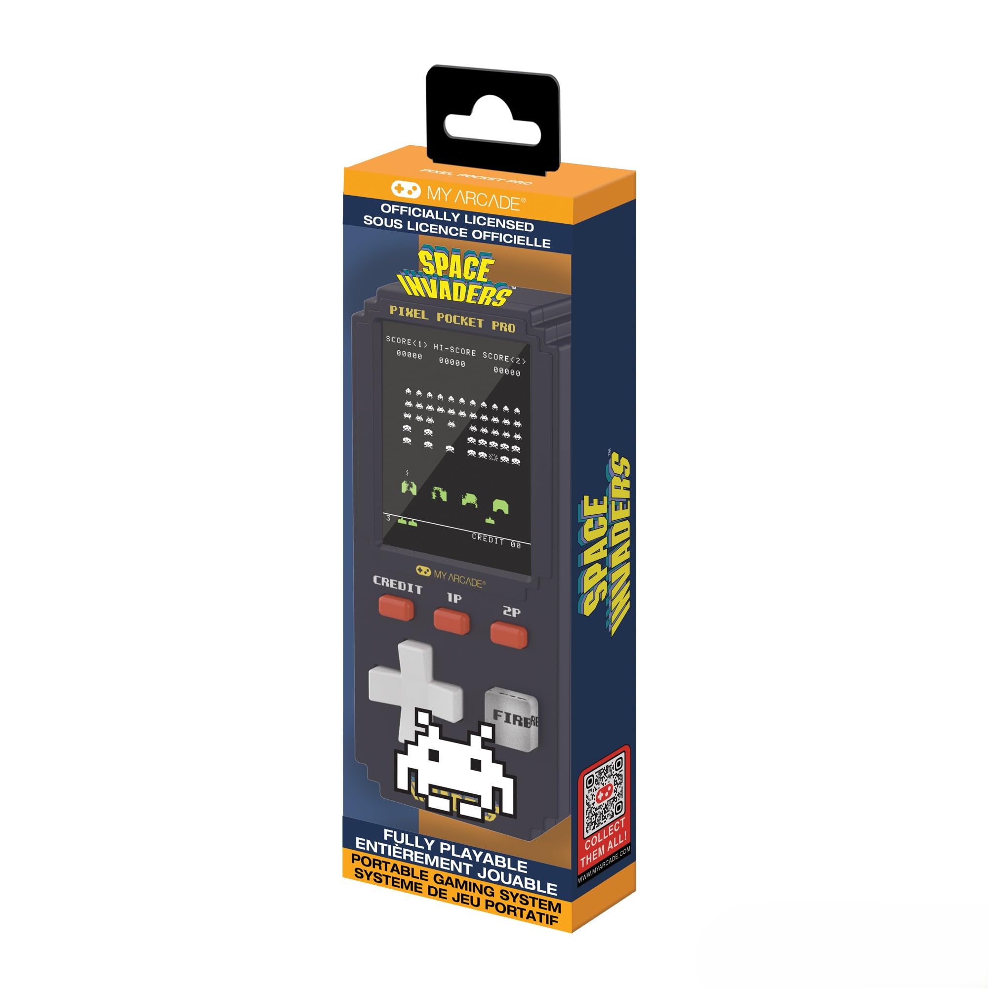 My Arcade Space Invaders Pixel Pocket Pro: officieel gelicentieerde Space Invaders-videogame, draagbare sleutelhanger arcade