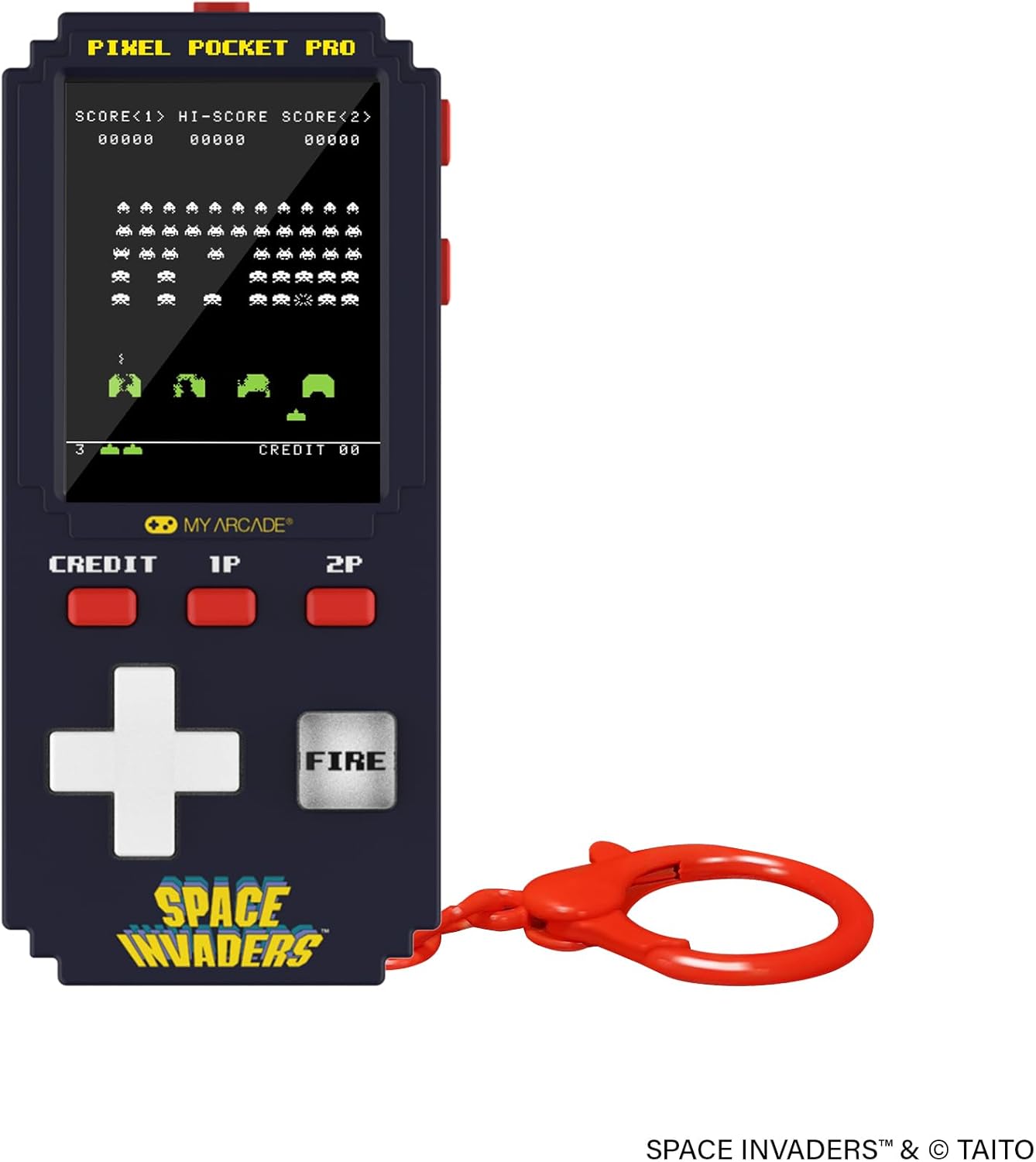 My Arcade Space Invaders Pixel Pocket Pro: officieel gelicentieerde Space Invaders-videogame, draagbare sleutelhanger arcade