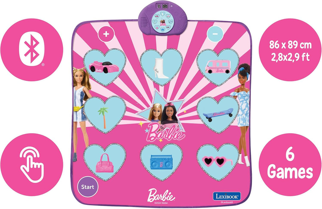Lexibook, Mattel Barbie, Barbie elektronisch dansmat, Bluetooth en verlicht met 6 spelmodi, Roze, DM10BB