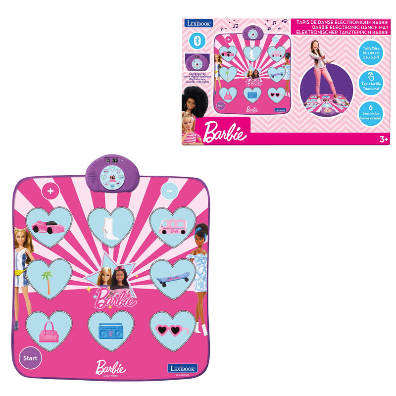 Lexibook, Mattel Barbie, Barbie elektronisch dansmat, Bluetooth en verlicht met 6 spelmodi, Roze, DM10BB