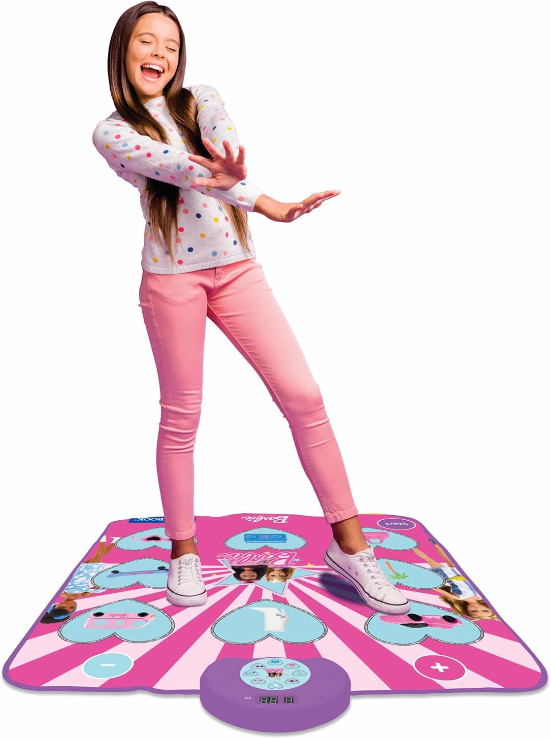 Lexibook, Mattel Barbie, Barbie elektronisch dansmat, Bluetooth en verlicht met 6 spelmodi, Roze, DM10BB