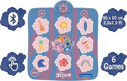 Lexibook, Disney Stitch, elektronische dansmat Stitch, Bluetooth en verlicht met 6 spelmodi, Roze, DM10D