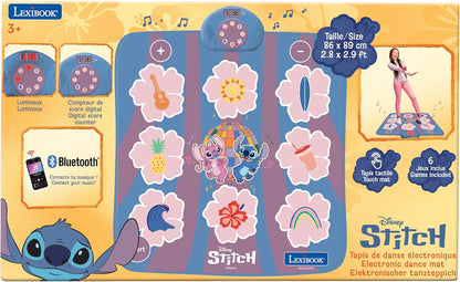 Lexibook, Disney Stitch, elektronische dansmat Stitch, Bluetooth en verlicht met 6 spelmodi, Roze, DM10D