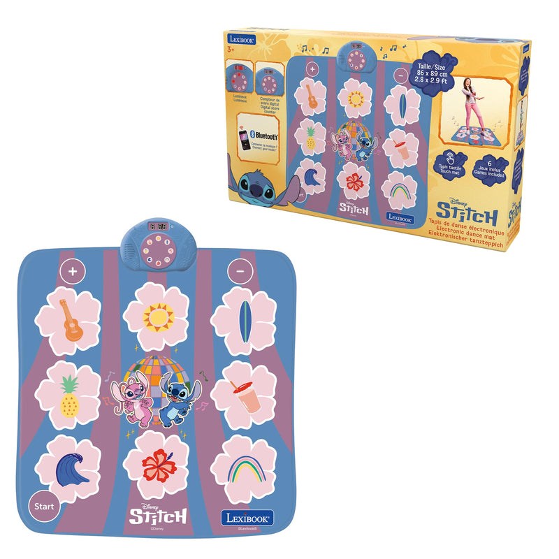 Lexibook, Disney Stitch, elektronische dansmat Stitch, Bluetooth en verlicht met 6 spelmodi, Roze, DM10D