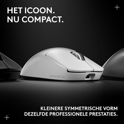 Logitech G PRO X SUPERLIGHT 2c draadloze gaming muis, 53g pro-grade compacte muis met 5 programmeerbare knoppen, USB-C opladen, 44K DPI sensor, tot max 8 kHz polling voor pc/Mac - Wit