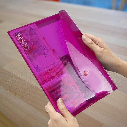 Rapesco 0689 Popper Wallets, A5, Assorted Transparent Colours