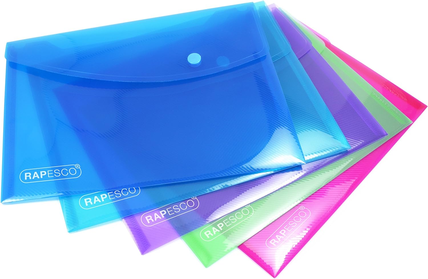 Rapesco 0689 Popper Wallets, A5, Assorted Transparent Colours