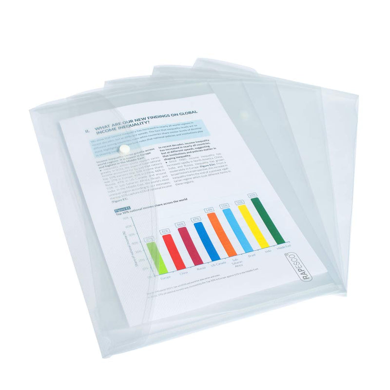 Rapesco 0695 Popper Wallets, A4+ / Foolscap, Clear Transparent