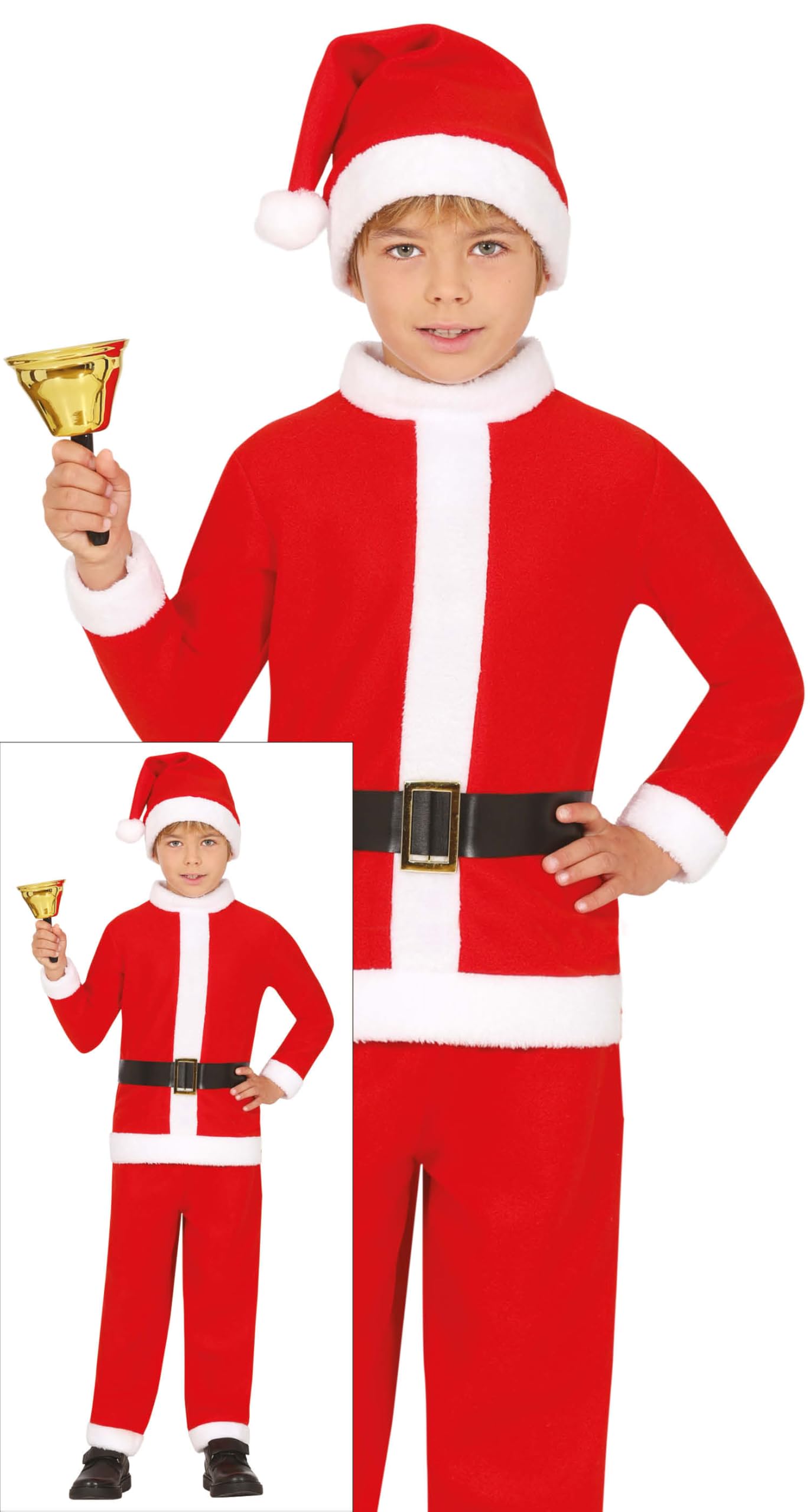 Kerstmankostuum voor kinderen, broek, riem en hoed, kerst- en nieuwjaarskostuum, ideaal voor kerstfeesten en kerstfeesten