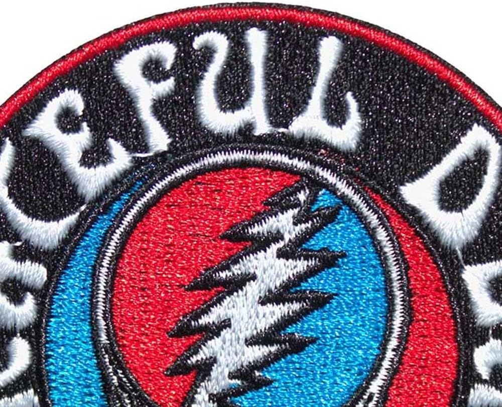 Grateful Dead Steal Your Face Woven Logo Iron On Patch (One Size) (Black/White)