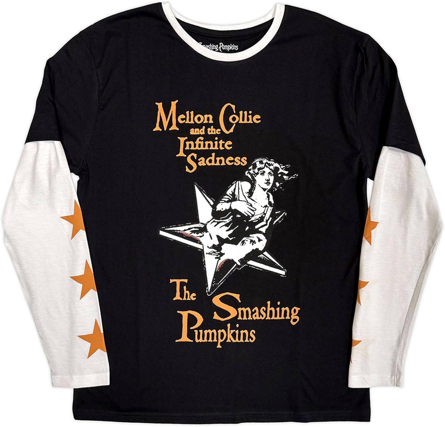 Layered Long Sleeve T-Shirt # Large Unisex Black, White # Infinite Sadness