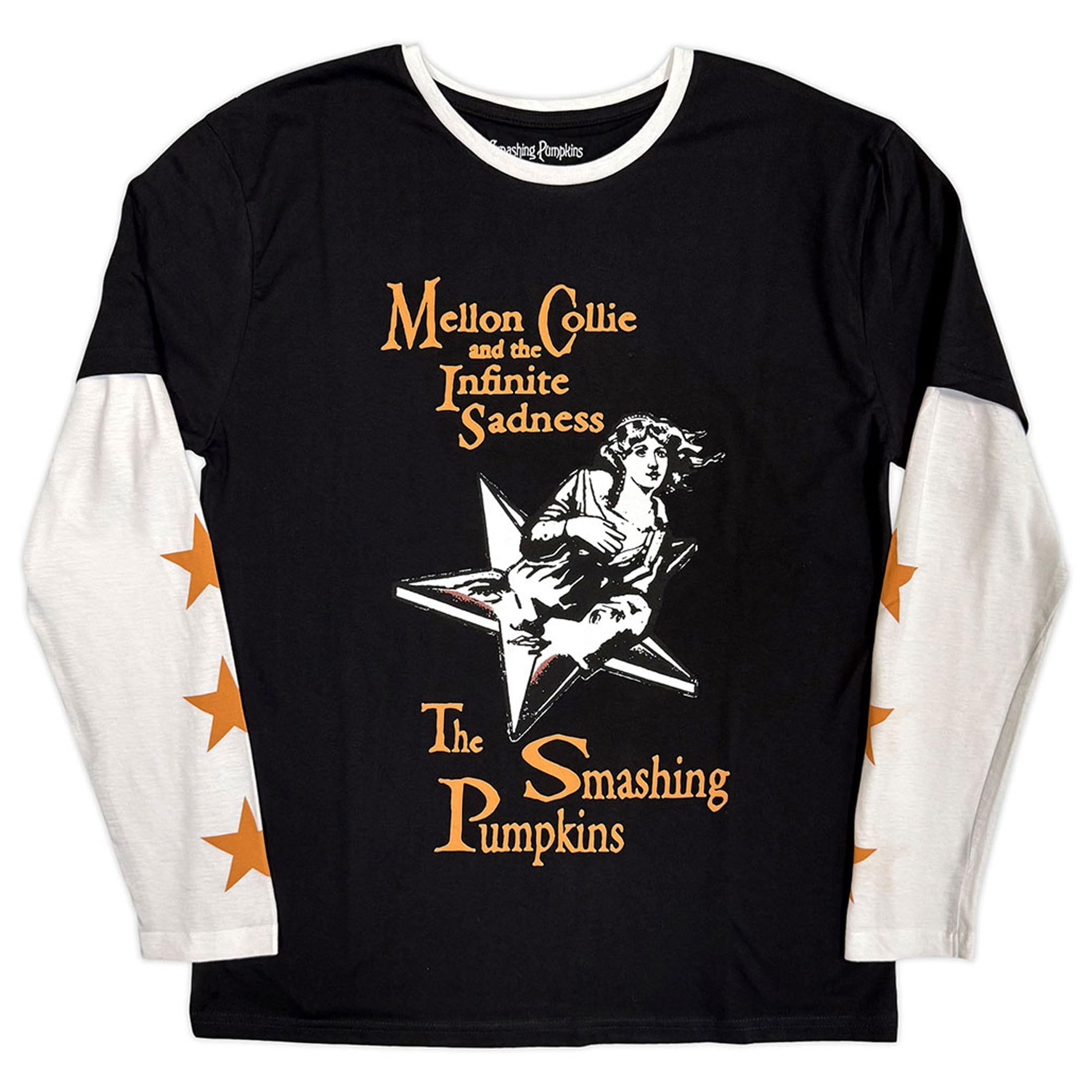 Layered Long Sleeve T-Shirt # Large Unisex Black, White # Infinite Sadness