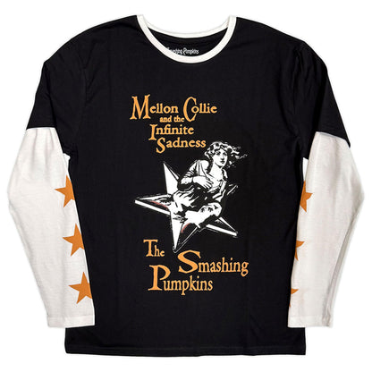 Layered Long Sleeve T-Shirt # Large Unisex Black, White # Infinite Sadness