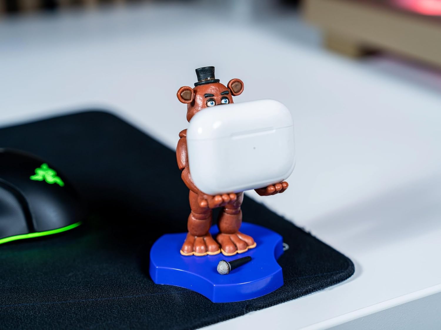 Cableguys Minis Five Nights at Freddy's Freddy Phone Stand & Earbuds Holder - Novelty Phone Stand for Desk Decor and Bedside Accessories, In Ear Headphone Holder for Smartphone & Small Devices