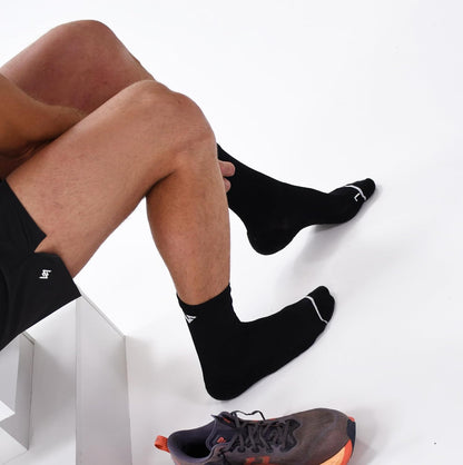 Velocity Performance Crew Socks, Pack of 2 Pairs, Cushioned, Running Athletic Training Socks, Seamless Toe, Odour Control, Breathable Mesh and Supportive Fit