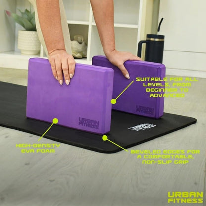 Yoga Block, High Density EVA Foam Support for Balance, Stretching and Stability, Non Slip Pilates Brick Lightweight for Home Gym Practice, Purple, 30 x 20 x 5 cm