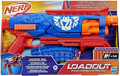 Hasbro Nerf Loadout Phantom Blitz Recon Blaster Blaster Phantom Blitz Recone, Dart Storage Accessories, Rotation 6 Darts, 14 Darts N14 Darts, Toys and Gifts for Kids