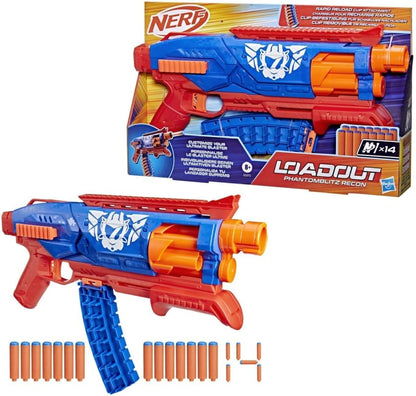 Hasbro Nerf Loadout Phantom Blitz Recon Blaster Blaster Phantom Blitz Recone, Dart Storage Accessories, Rotation 6 Darts, 14 Darts N14 Darts, Toys and Gifts for Kids