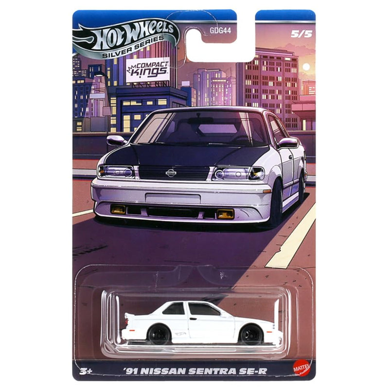 Hot Wheels Silver Series '91 Nissan Sentra SE-R  Compact Kings 5/5, 1:64 Scale Diecast Toy Vehicle
