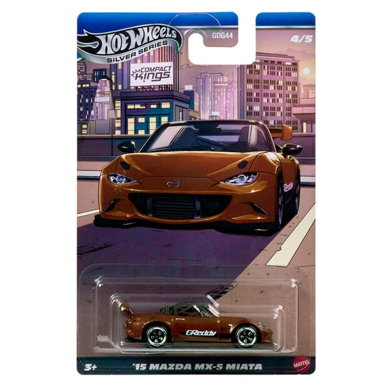 Hot Wheels Silver Series '15 Mazda MX-5 Miata  Compact Kings 4/5, 1:64 Scale Diecast Toy Vehicle