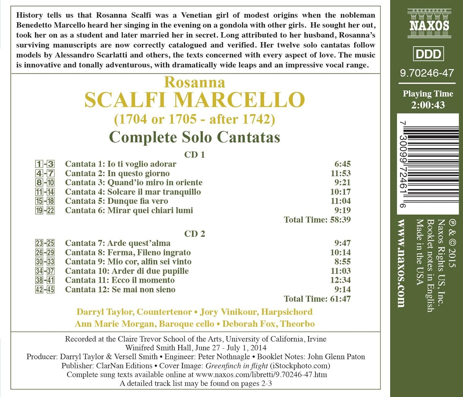 Rosanna Scalfi Marcello: Complete Solo Cantatas