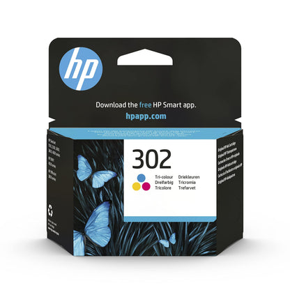 HP 302 F6U65AE, Cartucho de Tinta Original Tricolor, Compatible con impresoras de inyección de tinta HP DeskJet 1110,2130,3630; ENVY 4520; OfficeJet 3830,4650,5220,5230