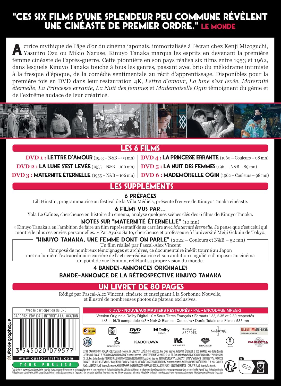 Kinuyo tanaka : réalisatrice de l'âge d'or du cinéma japonais - 6 films