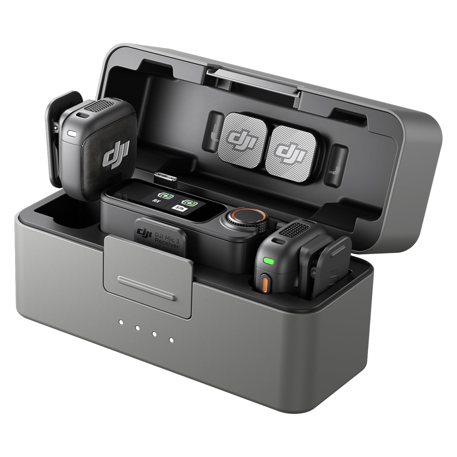 DJI Mic 3 (2 TX + 1 RX + Charging Case), Wireless Microphone for iPhone/Camera/Android, Ultralight, Adaptive Gain Control for Balanced Volume, Dual Band Anti-Interference, 28hrs Use, Vlog