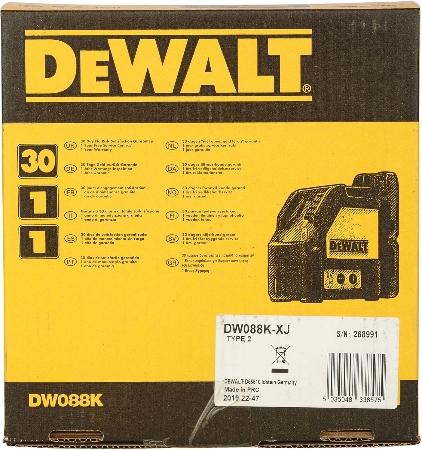 Dewalt Dw088K-Xj Cross Line Laser, Red