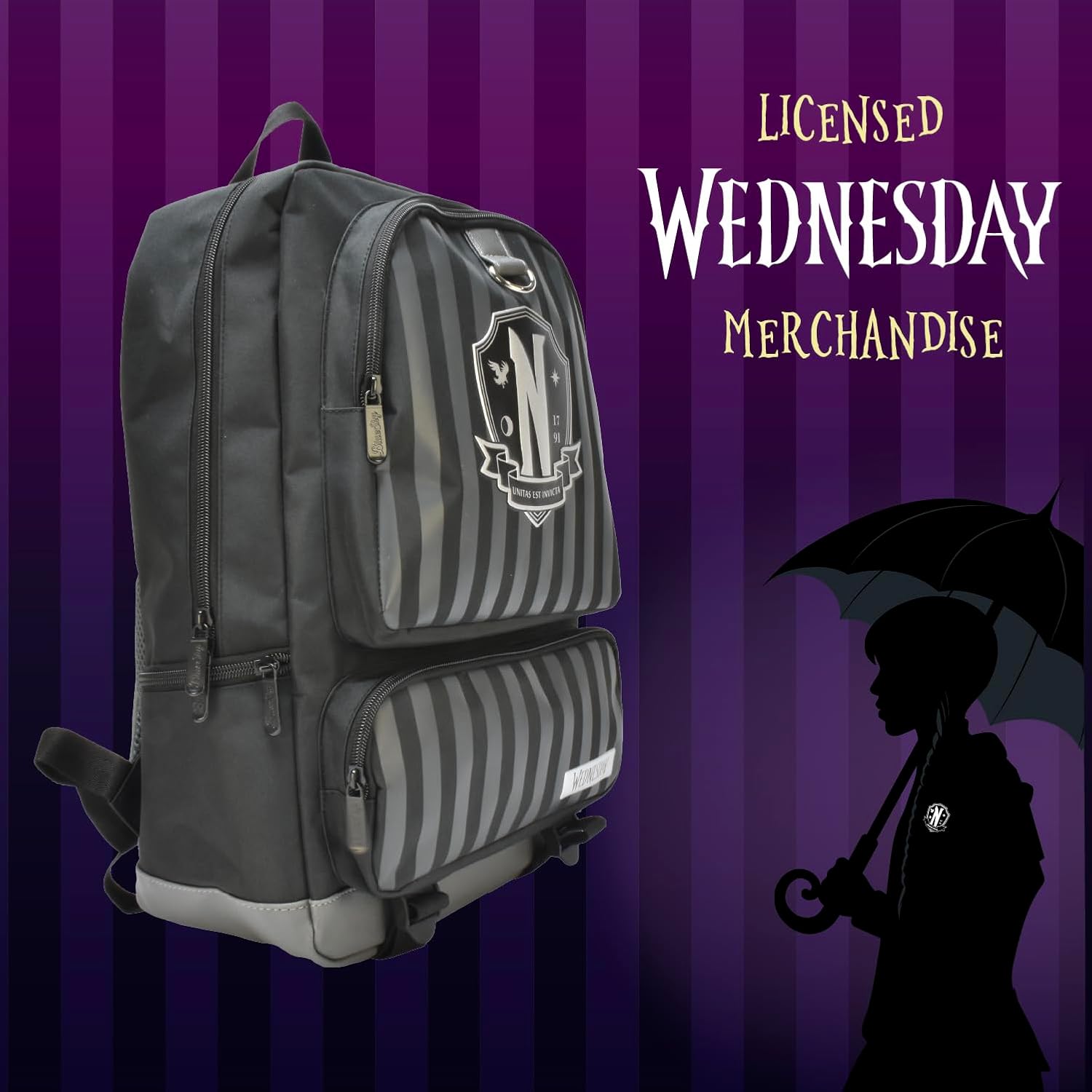 Blue Sky Studios Wednesday Addams Backpacks – Official Licensed Collectible Merchandise, Gothic School Bag, Unique Gifts for Fans, Teens, Adults, Halloween & Everyday Use