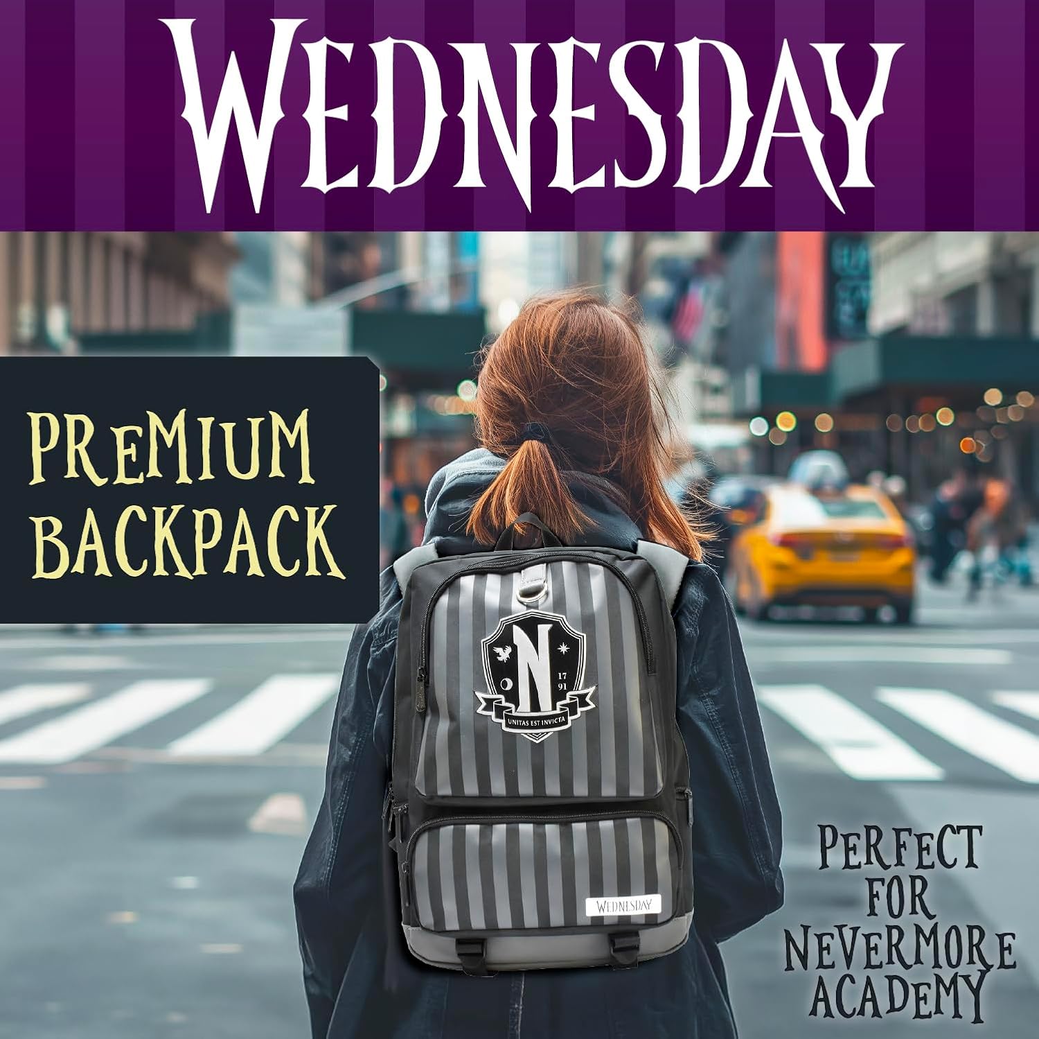 Blue Sky Studios Wednesday Addams Backpacks – Official Licensed Collectible Merchandise, Gothic School Bag, Unique Gifts for Fans, Teens, Adults, Halloween & Everyday Use