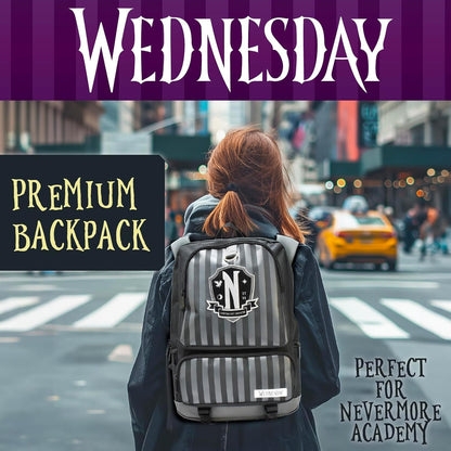 Blue Sky Studios Wednesday Addams Backpacks – Official Licensed Collectible Merchandise, Gothic School Bag, Unique Gifts for Fans, Teens, Adults, Halloween & Everyday Use