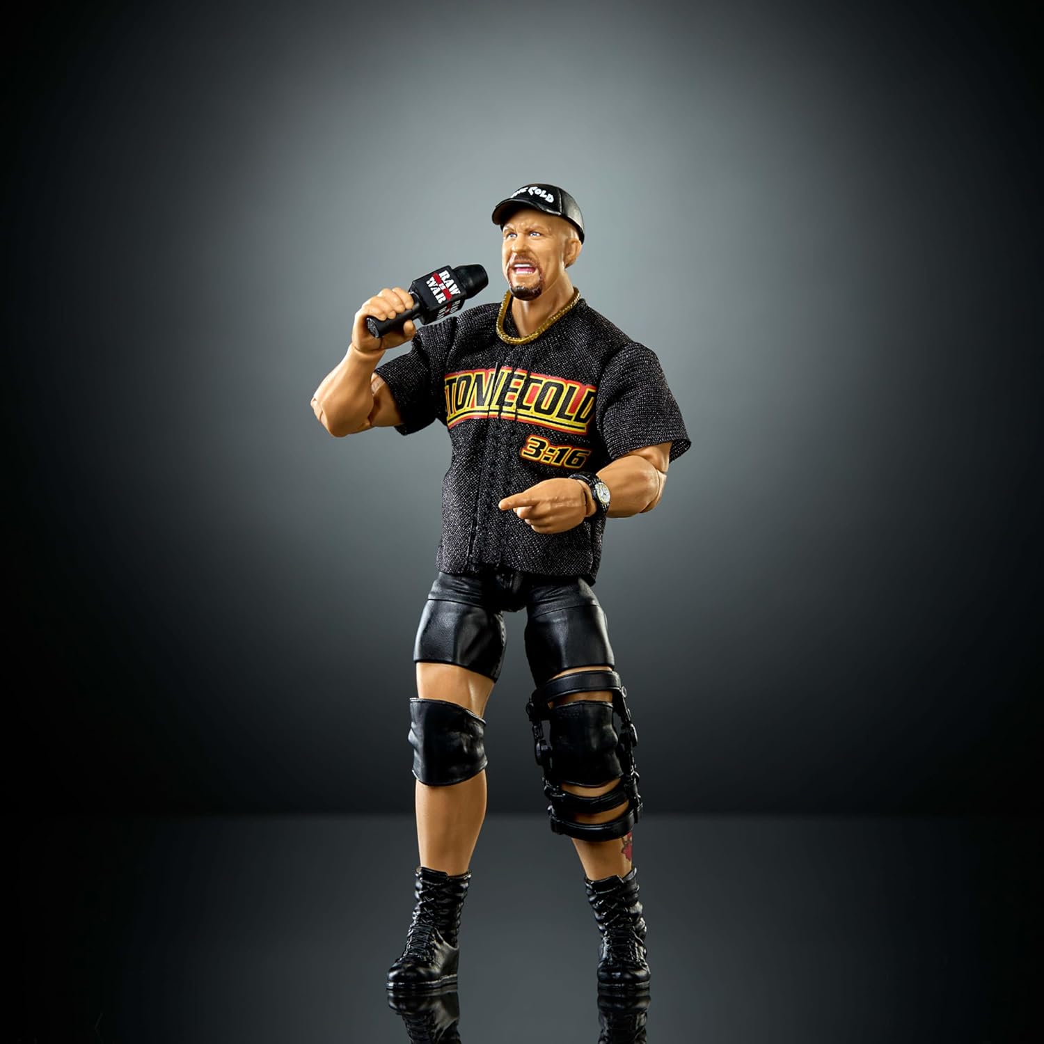 Mattel WWE Elite Action Figure & Accessories, Series #122 Set, 6-inch Collectible “Stone Cold” Steve Austin with 25 Articulation Points & Swappable Hands, JHT52