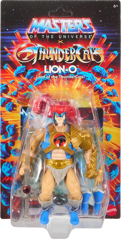 Masters of the Universe Origins & ThunderCats Action Figure Lion-O, 1980s Crossover Toy, 5.5 Inch Posable, Removable Armor, Accessory & Collector Card, JMJ18