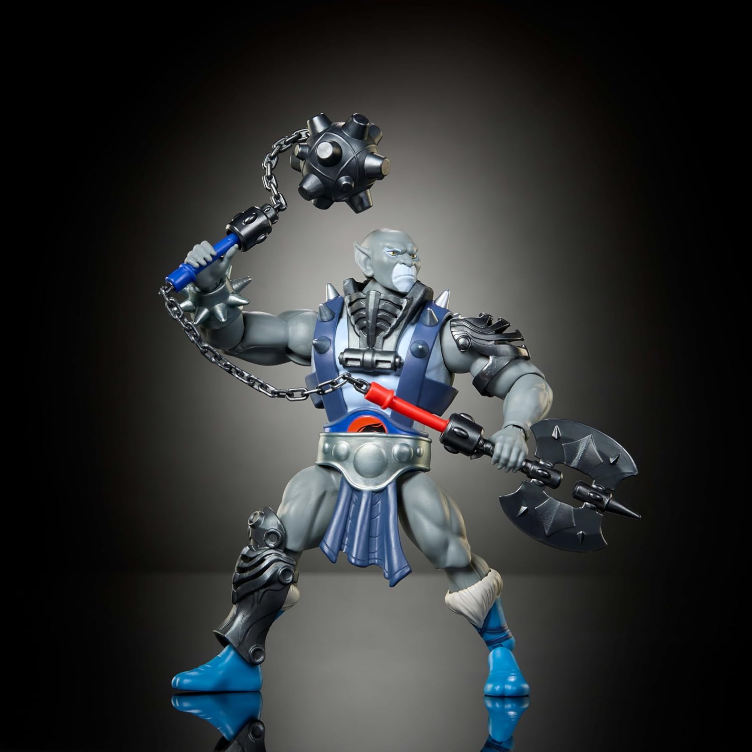 Masters of the Universe Origins & ThunderCats 5.5 Inch Posable Action Figure Panthro, 1980s Crossover Toy, Removable Armor, Mace, Axe & Collector Card, JMJ20