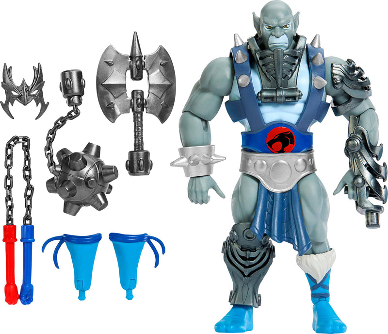 Masters of the Universe Origins & ThunderCats 5.5 Inch Posable Action Figure Panthro, 1980s Crossover Toy, Removable Armor, Mace, Axe & Collector Card, JMJ20