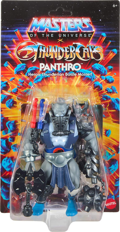 Masters of the Universe Origins & ThunderCats 5.5 Inch Posable Action Figure Panthro, 1980s Crossover Toy, Removable Armor, Mace, Axe & Collector Card, JMJ20