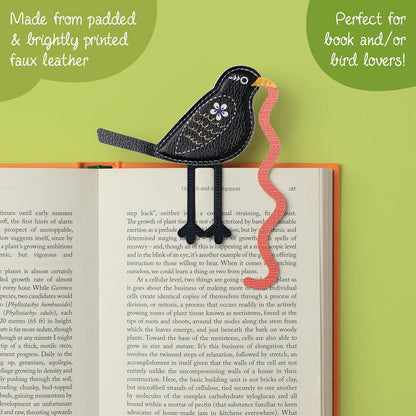 IF Early Bird Catches The Bookworm Bookmark, Faux Leather Bird Clip to Mark Your Page. for Book Lovers and Bird Lovers - Blackbird