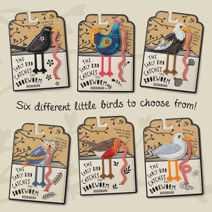 IF Early Bird Catches The Bookworm Bookmark, Faux Leather Bird Clip to Mark Your Page. for Book Lovers and Bird Lovers - Blackbird
